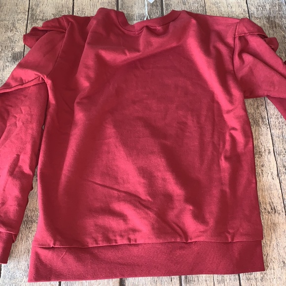 NWT free generation red pearl ruffle sweater - Picture 6 of 7